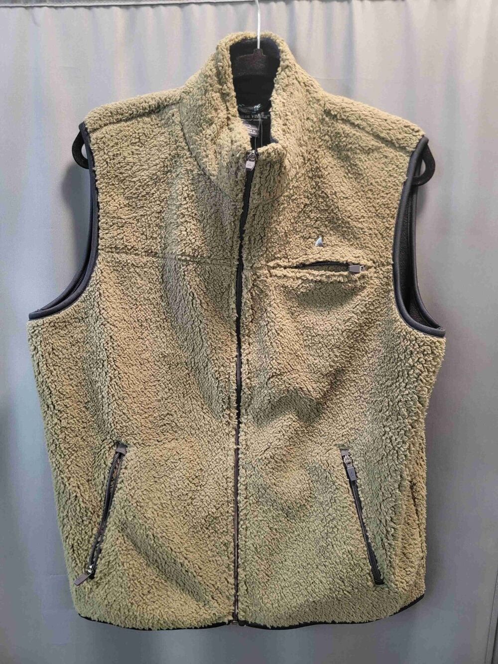 Tailor Vintage mens Green Zipper Closure High Collar Fleece Jacket Size Lrg b54